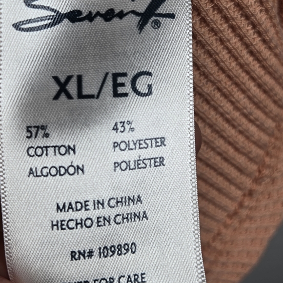 Seven7 Peach Waffle Knit Thermal Long Sleeve Crew Neck Hi-Low Hem Top Size XL - Picture 10 of 12